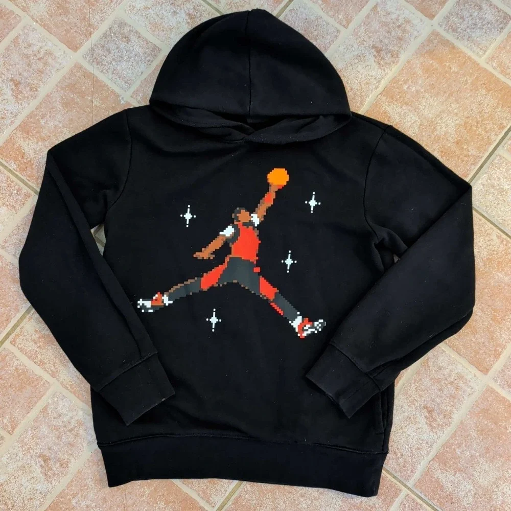 Jordan Hoodie Boys L Black‎ Pixelated Jumpman Graphic Pullover